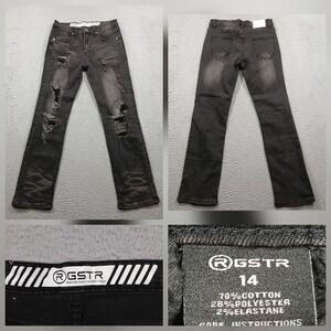 RGSTR Womens 14 Distressed Jeans Black Slim Fit Ripped Streetwear Denim EUC